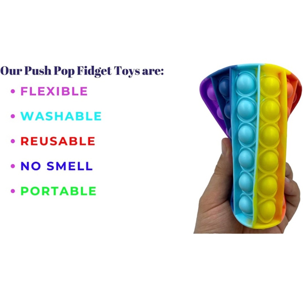 New Square Rainbow Fidget Bubble Push Pop Toy - Picture 4 of 7